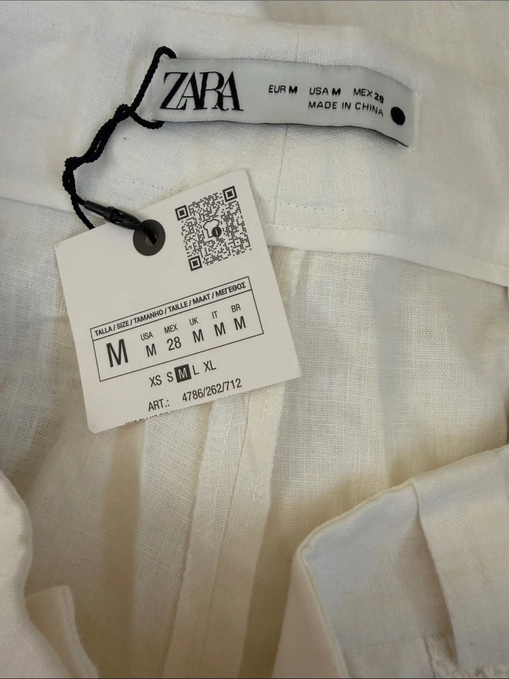 NWT Zara Linen Blend Crochet Wide Leg Cropped Pants Bloggers Fave in Ecru Sz M